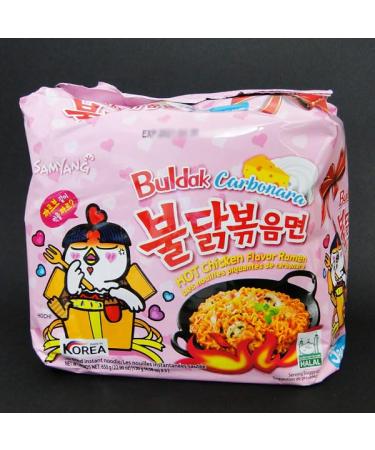 5 Packs Samyang Buldak - Carbonara Hot Chicken Flavour Ramen 130g (Total 650g) | Stir Fried Instant HALAL Noodles - Made in Korea Spicy and Savory Korean Ramen Delight! Sold by Swiss+