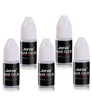 5pc Strong Nail Glue Quick Dry Professional Nail Glue for Acrylic Tips Extra Strong False Nail Glue Nail Glue Extra Strong for False Nails And Nail Gem Glue 3g*5