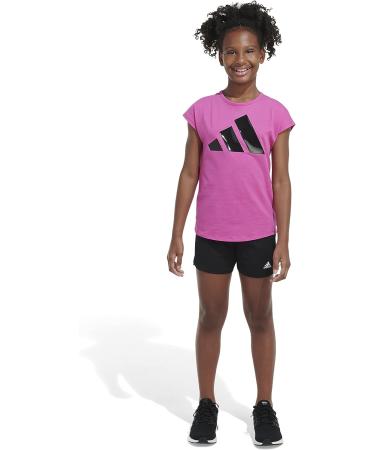 adidas Girls' 3T Short Sleeve Cotton Tee - Semi Lucid Fuchsia - Buy Online on SooperMarket.com
