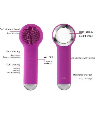 Rechargeable Facial Cleansing Brush for Men & Women - Electric Face Scrubber Cleanser for Deep Exfoliation and Cleansing (Purple) - Buy Online on SooperMarket.com