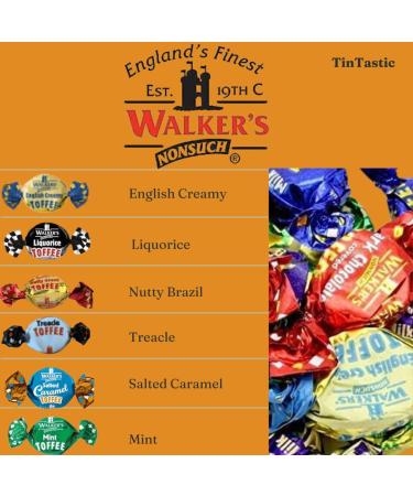 Toffee Sweets Walkers Assorted Selection with Chocolate Eclairs x 2 Bags 300g Bundle with Silver Window Lid Refillable On-the-Go Tin - Buy Online on SooperMarket.com