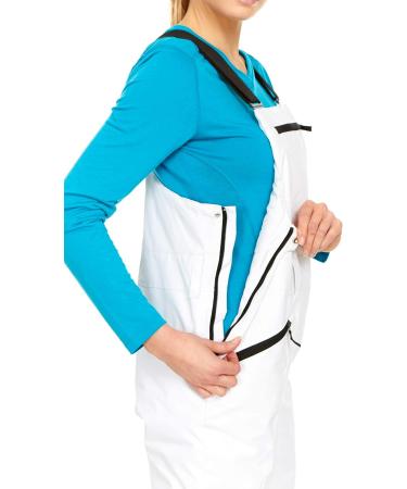 Swiss Alps Women's Water Resistant Ski Bib Pants - Modern Fit, Small, Winter White - Buy Online on SooperMarket.com
