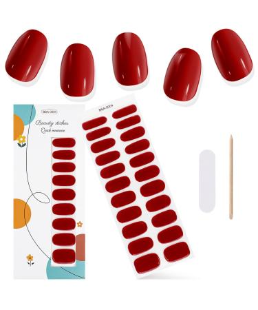 Kalolary 22PCS Full Wraps Nail Polish Stickers Self-Adhesive Nail Strips with 1PCS Nail File Gel Nail Art Wrap Stickers Decals for Women Girls (Red)