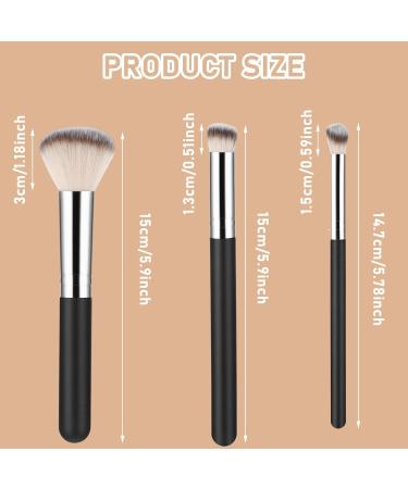 Amaxiu 3 Pcs Foundation Contour Brushes - Foundation Brush & Concealer Brush & Blusher Brush Under Eye Nose Contour Kabuki Brush for Blending Liquid Cream Sculpting Highlighting Mineral Makeup - Buy Online on SooperMarket.com