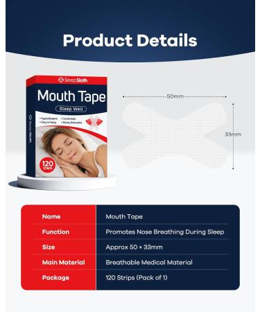 SleepSloth Mouth Tape - 120 Count Anti-Snoring Devices for Improved Sleep - Buy Online on SooperMarket.com