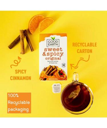 Good Earth Sweet & Spicy Herbal & Black Tea - 18 Count Tea Bags (Pack of 6) - Premium Flavor - Buy Online on SooperMarket.com