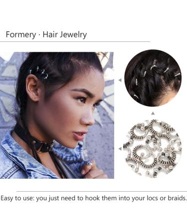 Silver Metal Loc Hair Beads - Pack of 40 - African Deadlock Cuff Ring Jewels for Black Women - Buy Online on SooperMarket.com