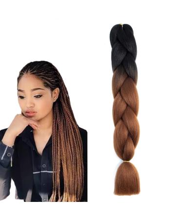 prinfantasy Halo Hair Extension Braiding Hair Extensions for Women's Gradient Big Braids Trendy Fashion Braid Hair for All Hairstyles Dark Root to Brown Braided Hair Extension GBBZ068 GBBZ068 24 inch