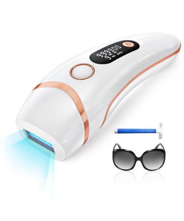 Glattol IPL Laser Hair Removal - 3 in 1 & Whole Body Use & Effective & Long Lasting at-Home Hair Removal Device with 9 Levels & 999 900 Flashes 2 Flash Modes for Women and Men White