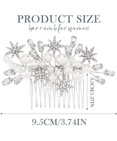 Handcess Bridal Pearls Hair Comb Splitter Rhinestone Star Hair Pieces Crystal Bridal Side Combs Wedding Hair Accessories for Women and Girls - Buy Online on SooperMarket.com