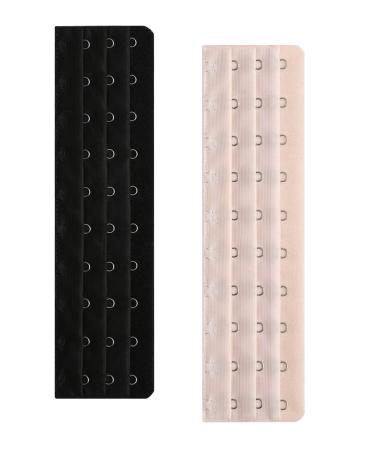Cxapnstou Corset Bra Extender 7-18 Hook 3/4 Inch Spacing 2pcs:10hook/Light Beige&black