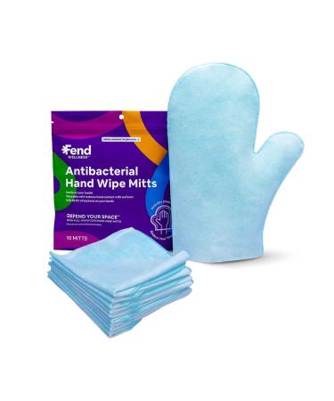 Fend Wellness - The Mitt Wearable Hand Wipes - Premoistened Mitten-Shaped Wipe With 75% Alcohol Sanitizer & Protective Liner - Dual Sided - Full Hand Coverage - One Size - Resealable - 10 Wipe Mitts 11 Piece Set