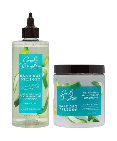 Carol's Daughter Wash Day Delight Sulfate Free Clarifying Shampoo and Deep Conditioner Gift Set with Aloe and Micellar - Best for Curly  Natural  and Textured Hair   Detangle and Moisturize Shampoo & Conditioner Set
