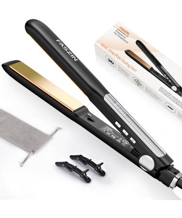 Faszin Hair Straighteners Ionic Titanium Plate for Smooth Shiny Results 20S Fast Heat Up Flat Iron Clear LCD Display 2 in 1 Straightener and Curler Styling Tool for Straighten Hair (Black)