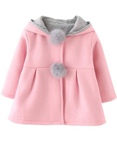 TMEOG Newborn Toddler Baby Girls Rabbit Ears Cloak Hooded Coat | 12-18 Months | Pink - Buy Online on SooperMarket.com