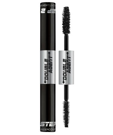 Palladio Double Agent Lash Extender Undercover Fiber Booster Mascara  dual lash system  increase eyelash length and volume  boost lashes for a bold dramatic look  voluminous makeup mascara  Jet Black
