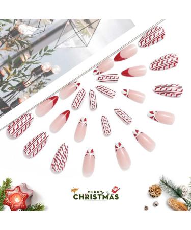 Vatocu Christmas False Nails - Short Red Press on Nails with Snowflakes, Elk, and Snowman Designs - 24pcs for Women and Girls - Buy Online on SooperMarket.com