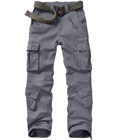 Alfiudad Womens Cargo Pants with Pockets Casual Military Army Hiking Combat Tactical Work Pants Trousers Grey 8
