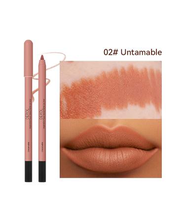 Long Lasting Waterproof Lip Liner Pencil | Non-Fade, Non-Dry, High Pigmented | 12 Hour Wear | Matte Finish | Professional Lip Makeup - 02 UNTAMABLE - Buy Online on SooperMarket.com
