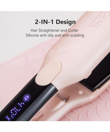ANGENIL Pro Titanium Flat Iron Hair Straightener | 1.75" Dual Voltage 2-in-1 Curler & Straightener | Adjustable Temp 240 F-470 F | Fast Heating & Heat Resistant Mat - Buy Online on SooperMarket.com