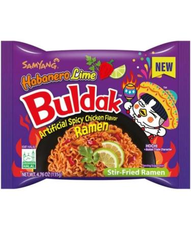 Samyang Habanero Lime Noodles Buldak Hot Chicken Flavour Ramen 135g (Pack of 10) HALAL - Buy Online on SooperMarket.com