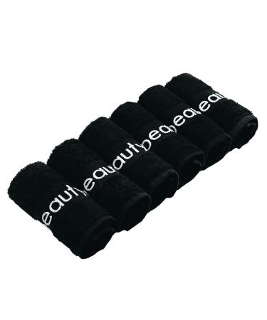 Hiera Home 6 Pack Beauty Washcloth Set 100% Turkish Cotton Luxury Face Towels Make up Removal Wash Cloths (Set of 6 Washcloths Beauty-Black) Set of 6 Washcloths Beauty-black