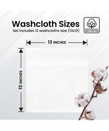 Infinitee Xclusives Premium White Washcloths Set - Pack of 12 | 13x13 Inches 100% Cotton | Body, Face, Kitchen, & Baby Towels - Buy Online on SooperMarket.com