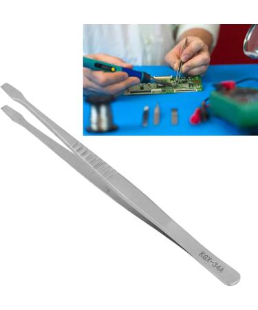 Flat Tweezers for PCB Soldering & Arc Welding | Alloyed Steel Long Handle Straight & Curved Design - Buy Online on SooperMarket.com