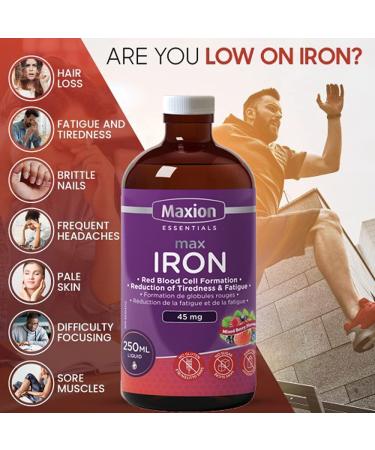 Maxion Iron Blood Booster Supplement to Combat Iron Deficiency Anemia Fight Fatigue and Build Blood Cells 250ml (1) - Buy Online on SooperMarket.com