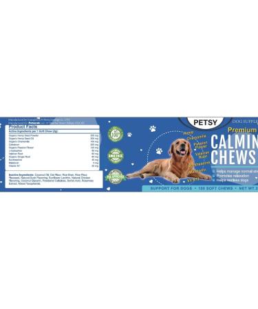 Organic Calming Dog Treats with Chamomile, Hemp Seed, Valerian, Passion Flower, Suntheanine & Melatonin - Duck Flavored Soft Chews (1 Tub) - Buy Online on SooperMarket.com