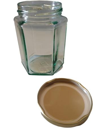 Glass Hexagonal Jars 8oz (190ml) With Gold Lids - Pack Of 41 - Made in the UK - Buy Online on SooperMarket.com