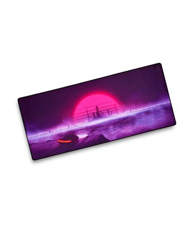 MouseOne Thasis - Extended (Large) Performance Gaming Mouse Pad - Retrowave Edition - Micro-Textured Cloth with Stitched Edges - Medium/Fast Surface Speed Retrowave Extended