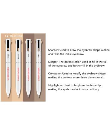 4 in 1 Eyebrow Contour Highlight Pen - Waterproof Long Lasting Microblading Brow Pencil for Perfect Definition | Blonde Eye Makeup Tool - Buy Online on SooperMarket.com