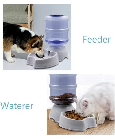 Zcaukya Automatic Cat Feeder & Water Dispenser Set - 1 Gal x 2 Gravity Dog Water Fountain & Pet Food Feeder (Grey) - Buy Online on SooperMarket.com