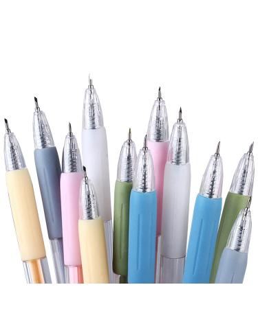 Pack 12 Retractable Hobby Knife Precision Craft Cutting Tools with Silicon Grip Work As A Pen Thin Blade for Art Paper Scrapbook