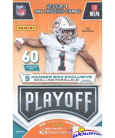 2021 Panini PLAYOFF Football EXCLUSIVE MASSIVE Factory Sealed 60 Card HANGER Box with (9) EXCLUSIVE GOAL LINE PARALLELS! Look for RCS & AUTOS of Mac Jones, Trevor Lawrence, Trey Lance & More! WOWZZER!
