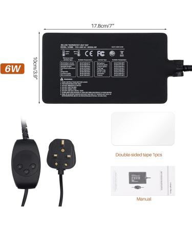 Reptile Heat Pad 6W Under Tank Terrarium Warmer Heating Mat and Digital Thermostat Controller for Turtles Lizards Frogs and Other Small Animals Multi Sizes - Buy Online on SooperMarket.com
