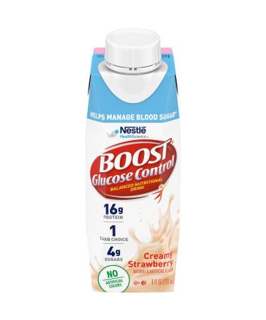 BOOST Glucose Control, Creamy Strawberry, 8 fl oz Carton (Pack of 24) Strawberry 8 Fl Oz (Pack of 24)