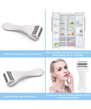 Ice Roller for Face & Eye Puffiness Relief | Stainless Steel Face Massager for Migraine & Pain Relief | White Ice Roller for Skin Care - Buy Online on SooperMarket.com