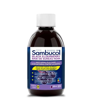 Sambucol Black Elderberry Anti-Viral Flu Care Syrup | Quickly Relieves Cold & Flu Symptoms | Immune Support & Antioxidant | Ideal for Families | 500 mL Anti-Viral Flu Care 500 ml (Pack of 1)
