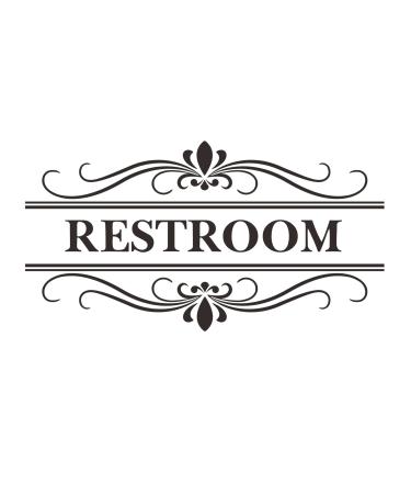 Restroom Sign Wall Decal Vinyl Stickers, Removable Cute Art Design DIY Sticker Mural for Restroom Bathroom Washroom WC Toilet Office Home Window Door Decoration Black