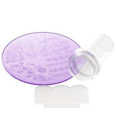 Nail art stamping set - stamp & scraper (Clear Jelly Stamper) + 1x stamping stencil