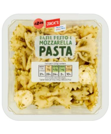 Jack's Basil Pesto & Mozzarella Pasta 200g x 8 Mozzarella Pasta 8