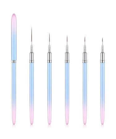 Eptbsdu 5PC Nail Art Liner Brushes Set - Metal Handle Long Lines Brush for UV Gel Polish Painting - Pink - Buy Online on SooperMarket.com