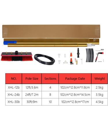 Water Fed Telescopic Pole Water-Fed Telescopic Window Cleaning Pole for Photovoltaic Panel Truck Window Window Glass Wall-24FT 55cm Brush Head 5M/17FT - Buy Online on SooperMarket.com