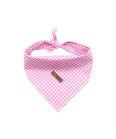 lionet paws Bandana for Dog Headscarves Dog Scarf Triangular Scarf for Small Medium and Large Dogs S (Pack of 1) Pink Checkered