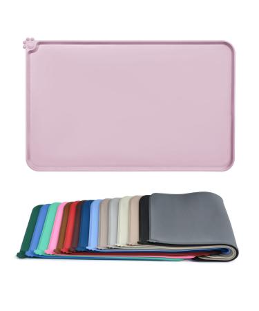 Audwud silicone waterproof dog and cat pet feeding matte anti-slip-tied bowl matt pet feeding mat 53x38 cm peach pink