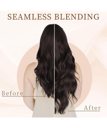 KooKaStyle Dark Brown 20 Inch Long Wavy Clip-in Hair Extensions for Women - 4pcs Thick Hairpiece for Full Head - Buy Online on SooperMarket.com
