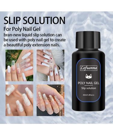 Lofuanna Poly Gel Slip Solution 80ML - Professional Kit for Extender Gel Builder Gel UV/LED Nail Tips - with Nail Brush and Acrylic Glass - 2PCS - Buy Online on SooperMarket.com