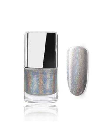 Holographic Nail Polish Glitter Nail Polish With Mermaid Effect Silver Nail Polish Long Lasting Nail Polish Polarising Glitter Nail Polish Art Gel Polish Quick Dry (7ml) (#01)